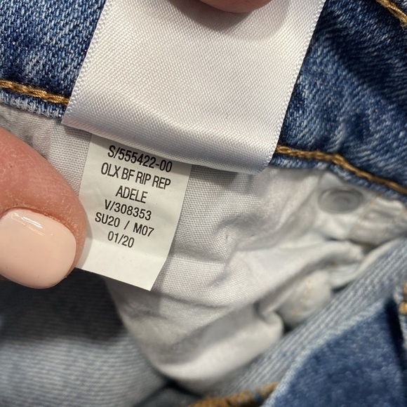 Old Navy jeans boyfriend Adele distressed patchwork tie dye size 0 stretch - Picture 8 of 10